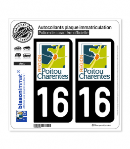 16 Poitou-Charentes - LogoType | Autocollant plaque immatriculation