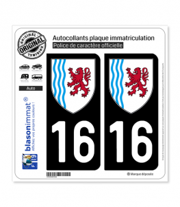 16 Nouvelle-Aquitaine - LogoType | Autocollant plaque immatriculation