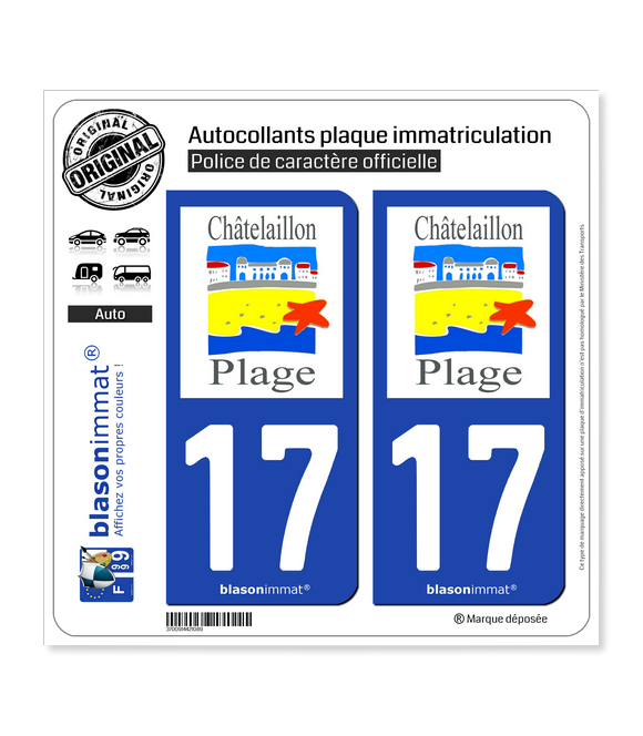 17 Châtelaillon-Plage - Commune | Autocollant plaque immatriculation