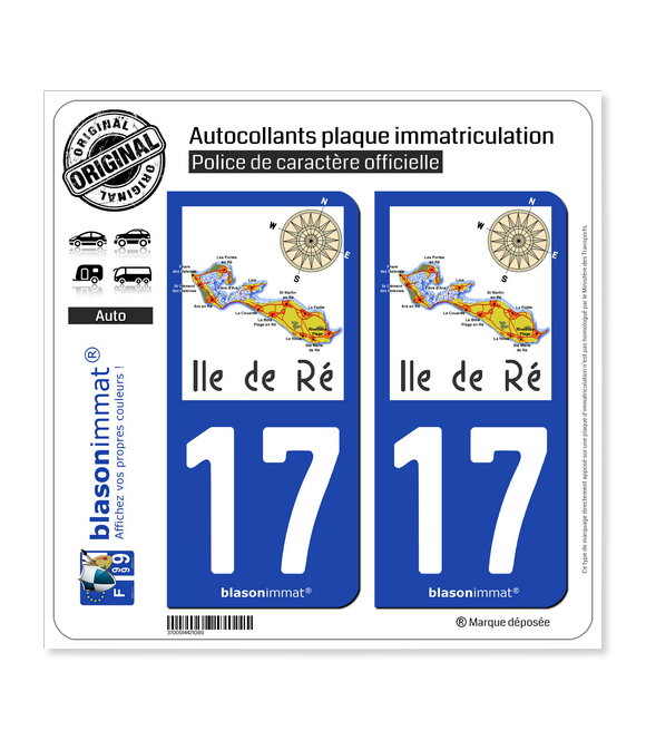 17 Ile de Ré - Aperçu Général | Autocollant plaque immatriculation