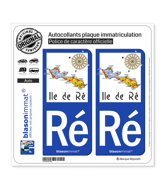 Ré Ile de Ré - Aperçu Général | Autocollant plaque immatriculation