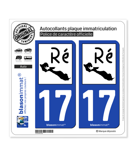 Autocollant Plaque d'immatriculation Voiture 17 Île de Ré