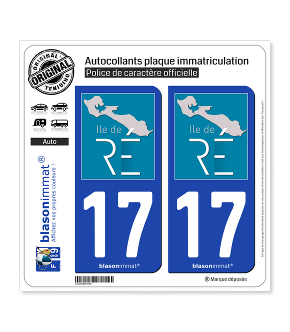 17 Ile de Ré - Tourisme | Autocollant plaque immatriculation