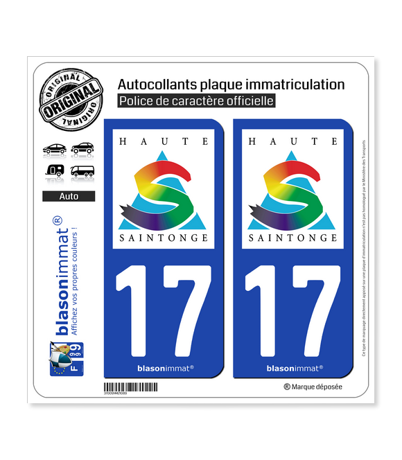 17 Jonzac - Agglo | Autocollant plaque immatriculation