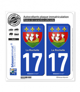 17 La Rochelle - Armoiries | Autocollant plaque immatriculation