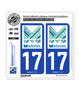 17 Marennes - Ville | Autocollant plaque immatriculation