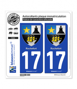 17 Rochefort - Armoiries | Autocollant plaque immatriculation