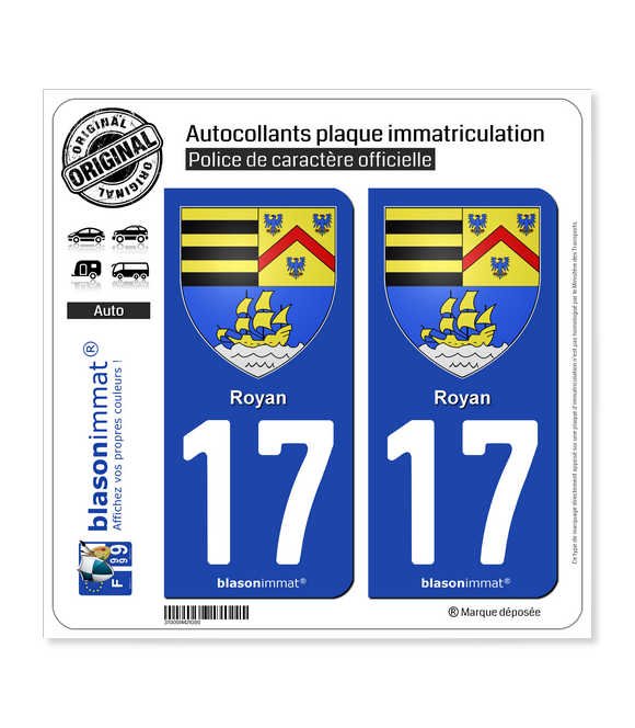 17 Royan - Armoiries | Autocollant plaque immatriculation