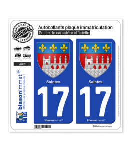 17 Saintes - Armoiries | Autocollant plaque immatriculation