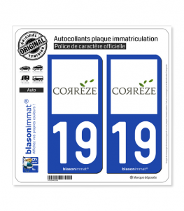 19 Corrèze - Département | Autocollant plaque immatriculation