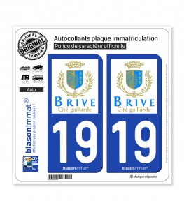 19 Brive-la-Gaillarde - Ville | Autocollant plaque immatriculation