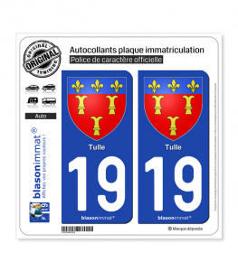 19 Tulle - Armoiries | Autocollant plaque immatriculation