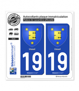 19 Ussel - Armoiries | Autocollant plaque immatriculation