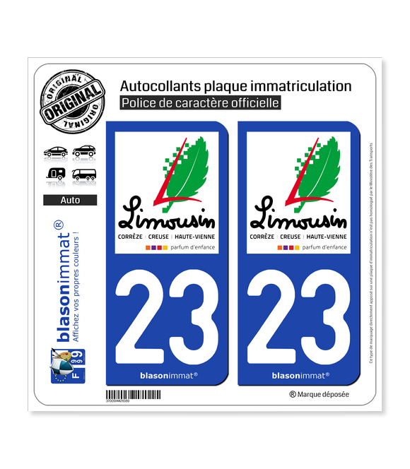 23 Limousin - Tourisme | Autocollant plaque immatriculation