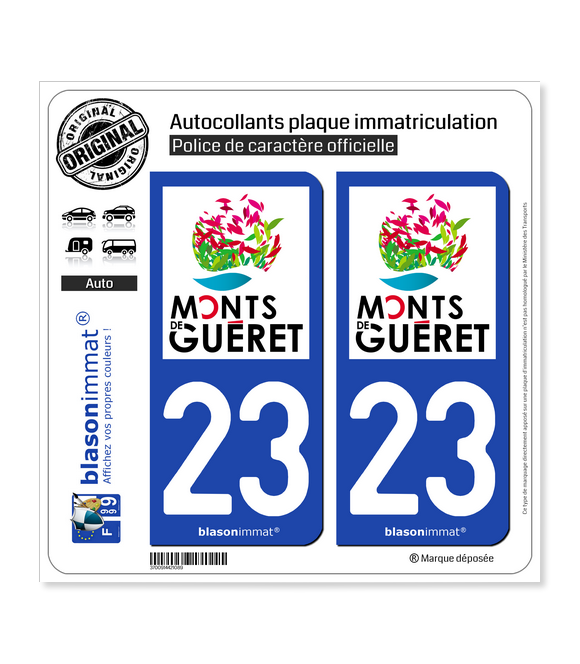 23 Guéret - Pays | Autocollant plaque immatriculation