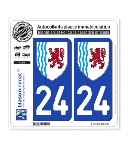 24 Nouvelle-Aquitaine - LogoType | Autocollant plaque immatriculation