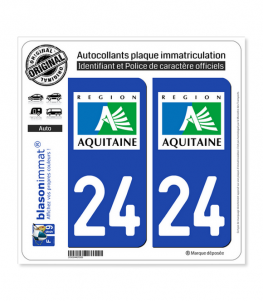 24 Aquitaine - LogoType | Autocollant plaque immatriculation