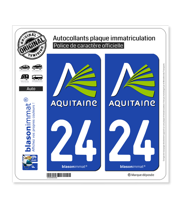 24 Aquitaine - Nostalgie | Autocollant plaque immatriculation