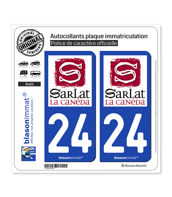 24 Sarlat-la-Canéda - Ville | Autocollant plaque immatriculation