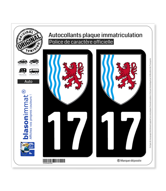 17 Poitou-Charentes - Armoiries II | Autocollant Plaque Immatriculation