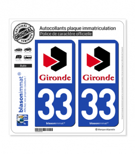 33 Gironde - Département | Autocollant plaque immatriculation
