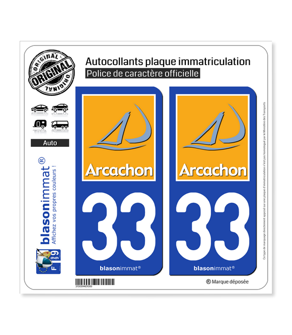 33 Arcachon - Tourisme | Autocollant plaque immatriculation