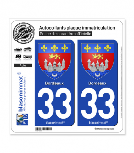 33 Bordeaux - Armoiries | Autocollant plaque immatriculation