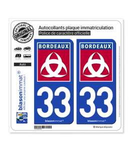 33 Bordeaux - Ville | Autocollant plaque immatriculation