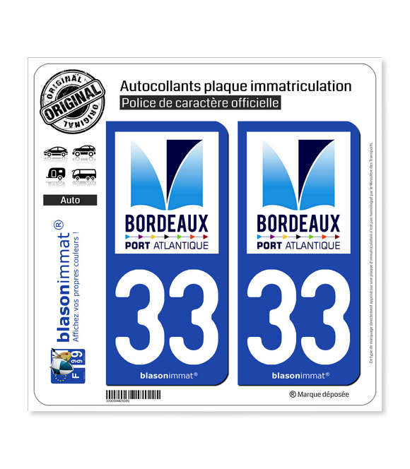 33 Bordeaux - Patrimoine | Autocollant plaque immatriculation