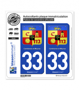 33 Camblanes-et-Meynac - Armoiries | Autocollant plaque immatriculation