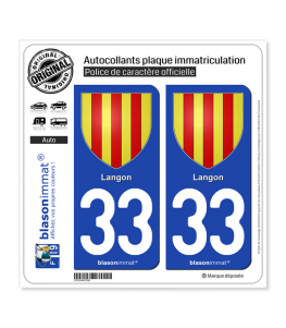 33 Langon - Armoiries | Autocollant plaque immatriculation