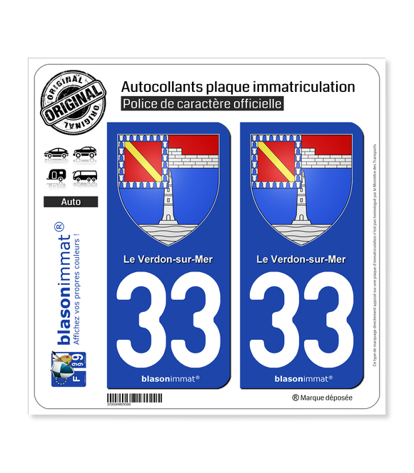 33 Le Verdon-sur-Mer - Armoiries | Autocollant plaque immatriculation