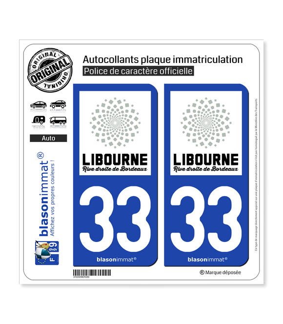 33 Libourne - Agglo | Autocollant plaque immatriculation
