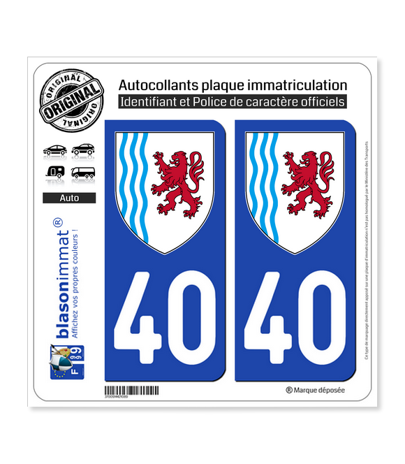 40 Nouvelle-Aquitaine - LogoType | Autocollant plaque immatriculation