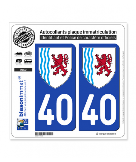 Autocollants Blason 40 Biscarrosse Pour Plaque Immatriculation - 2 Stickers Vinyle Haute Résistance, Lavage Haute Pression, 4.5 X 9.8 Cm - 9