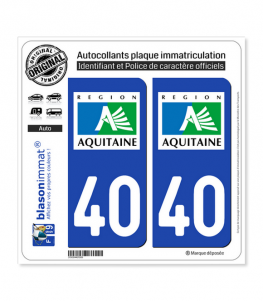 40 Aquitaine - LogoType | Autocollant plaque immatriculation