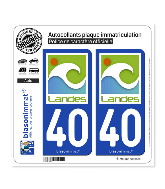 40 Landes - Naturel | Autocollant plaque immatriculation