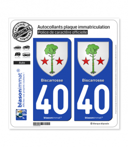 40 Biscarrosse - Armoiries | Autocollant plaque immatriculation