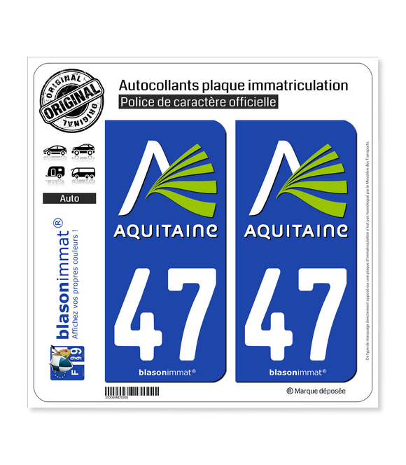 47 Aquitaine - Nostalgie | Autocollant plaque immatriculation