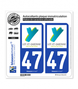 47 Lot-et-Garonne - Département | Autocollant plaque immatriculation