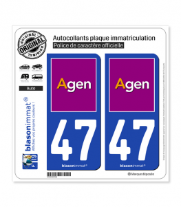 47 Agen - Ville | Autocollant plaque immatriculation