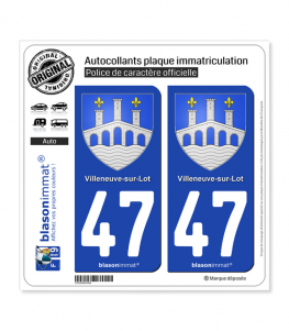 47 Villeneuve-sur-Lot - Armoiries | Autocollant plaque immatriculation
