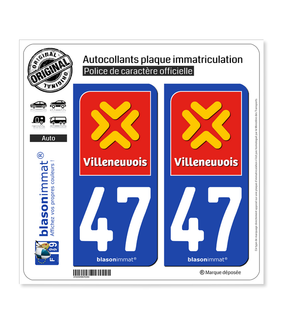 47 Villeneuve-sur-Lot - Agglo | Autocollant plaque immatriculation