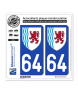 64 Nouvelle-Aquitaine - LogoType | Autocollant plaque immatriculation