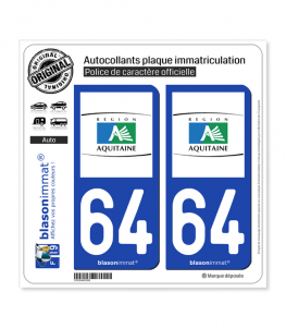 64 Aquitaine - Tourisme | Autocollant plaque immatriculation