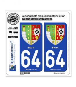 64 Bidart - Armoiries | Autocollant plaque immatriculation