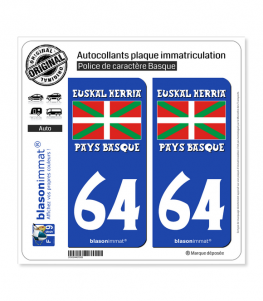 64 Euskal Herria- Drapeau | Autocollant plaque immatriculation