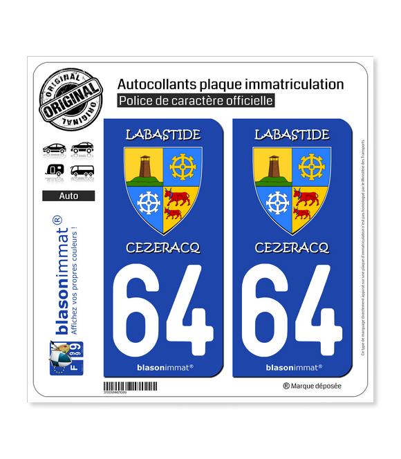 64 Labastide-Cézéracq - Commune | Autocollant plaque immatriculation