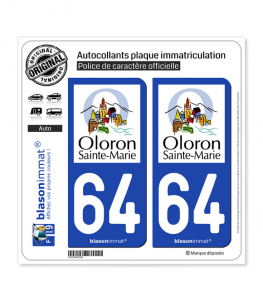 64 Oloron-Sainte-Marie - Ville | Autocollant plaque immatriculation