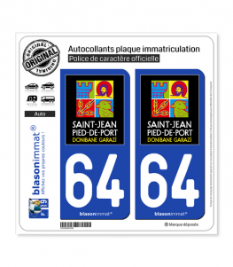 64 Saint-Jean-Pied-de-Port - Commune | Autocollant plaque immatriculation